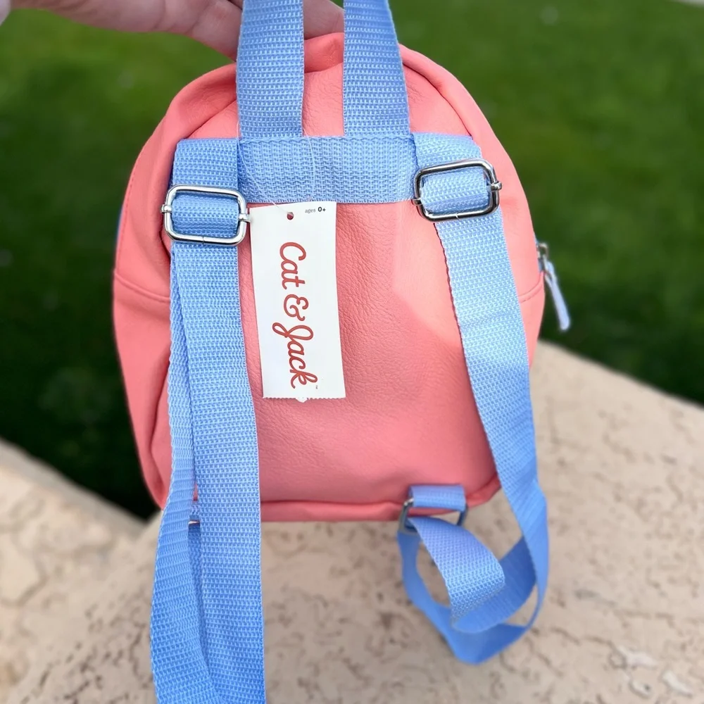 SOLD - Cat & Jack Girls Glitter Flower Pink / Blue Mini Backpack - Picture 2 of 4